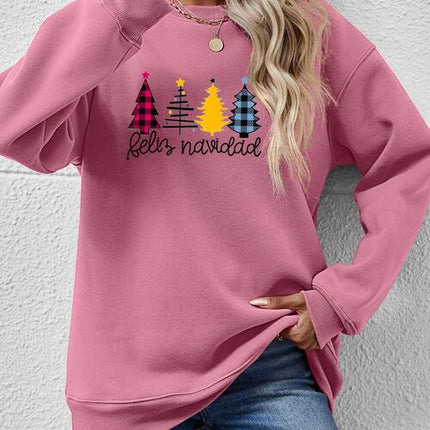 Round Neck Graphic Long Sleeve Sweatshirt