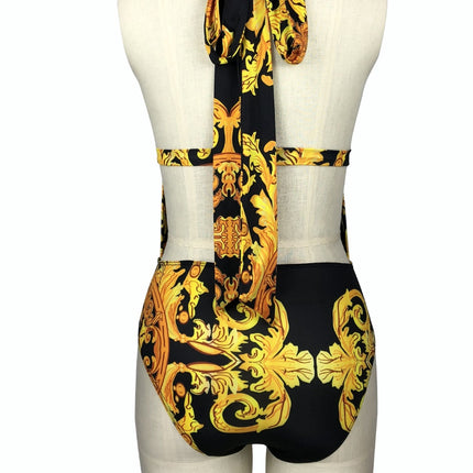 Printed Plunge One-Piece and Cover Up Swim Set