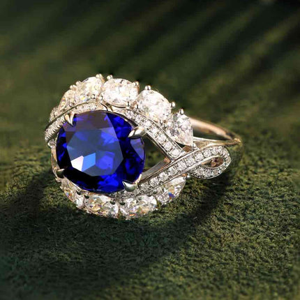 5 Carat Lab-Grown Sapphire Platinum-Plated Ring