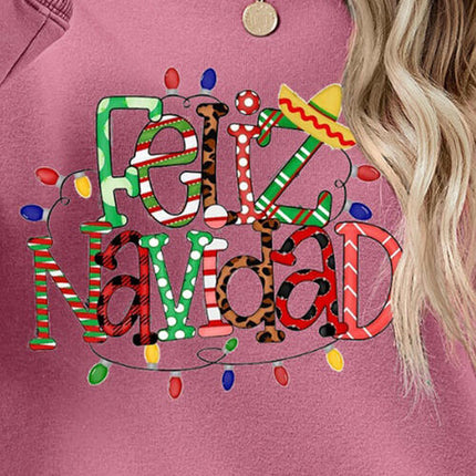 FELIZ NAVIDAD Round Neck Drop Shoulder Sweatshirt