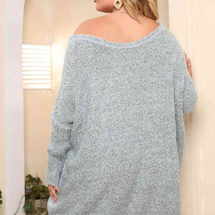 Plus Size Off Shoulder Long Sleeve Pullover Sweater
