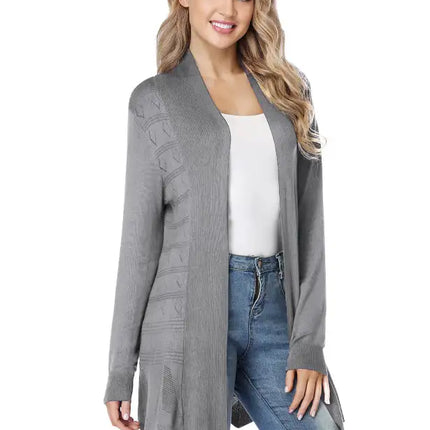 Cárdigan largo calado de punto para mujer 