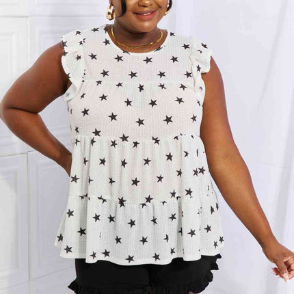 Heimish Shine Bright Full Size Butterfly Sleeve Star Print Top