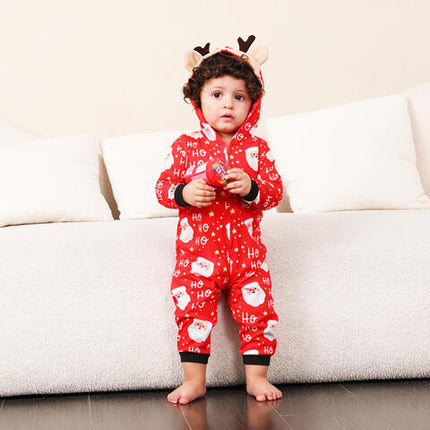 Santa Print Hooded Jumpsuit