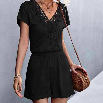Lace Trim V-Neck Romper