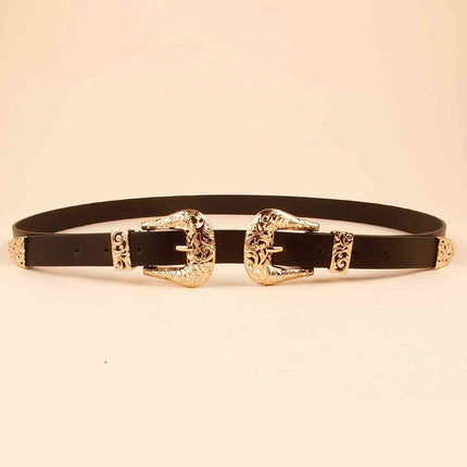 Double Buckle PU Leather Belt