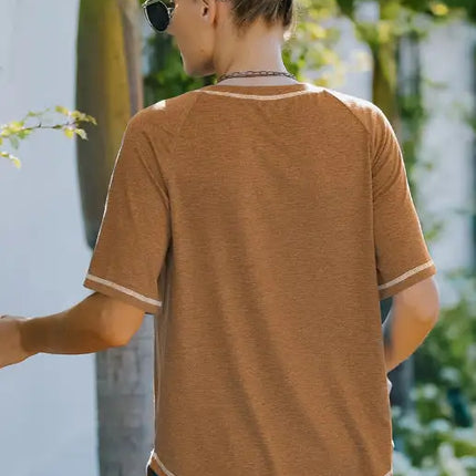 Ladies Summer Fashion Round Neck Loose Short Sleeve T-Shirt Tops