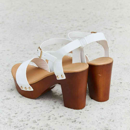 DDK Time After Time Wooden Platform Strap Heels