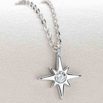 Moissanite North Star Pendant 925 Sterling Silver Necklace