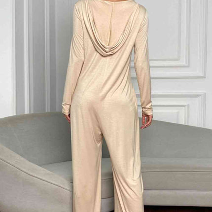 Long Sleeve V-Neck Jumpsuit with Pockets