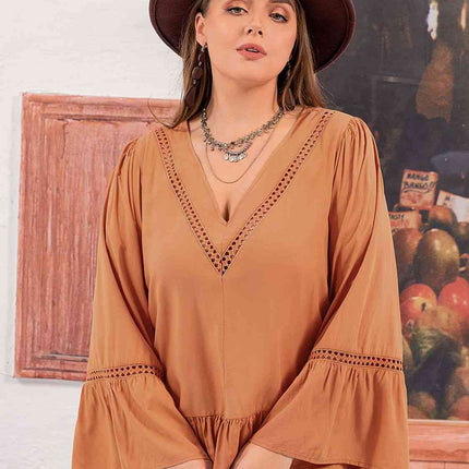 Plus Size V-Neck Peplum Blouse