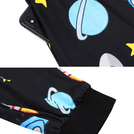 Boy's' Round Neck Cartoon Pattern Short Sleeve Shorts Cotton Pajamas Set
