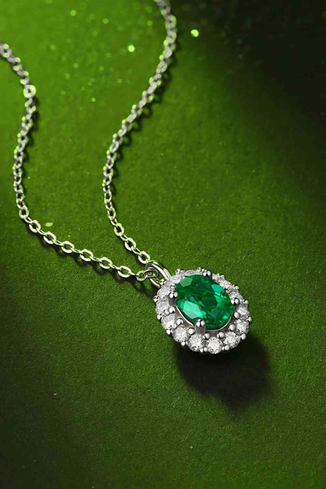 1.5 Carat Lab-Grown Emerald 925 Sterling Silver Necklace