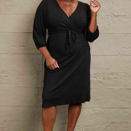 Culture Code Full Size Surplice Flare Ruching Dress