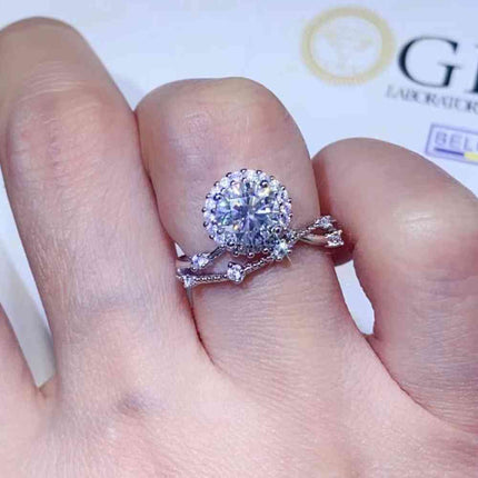 1 Carat Moissanite Platinum-Plated Ring