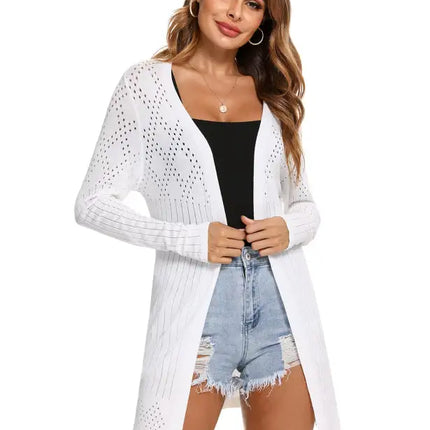 Cárdigan de manga larga de punto abierto para mujer 