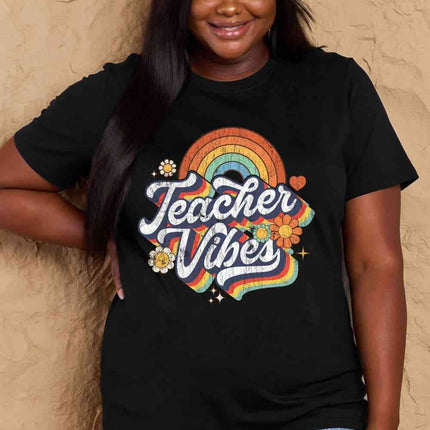Simply Love Full Size TEACHER VIBES Graphic Cotton T-Shirt