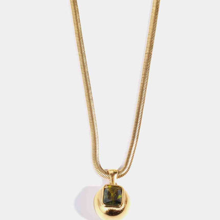 Zircon 18K Gold-Plated Geometrical Shape Pendant Necklace