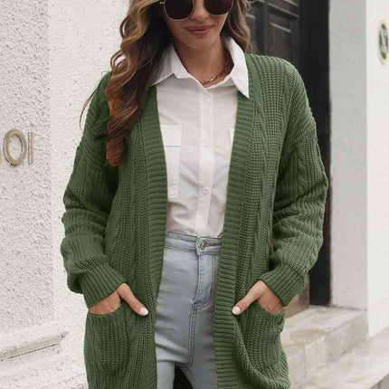 Open Front Longline Cardigan with Pockets