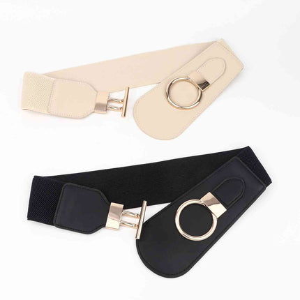 PU Elastic Wide Belt with Alloy Buckle