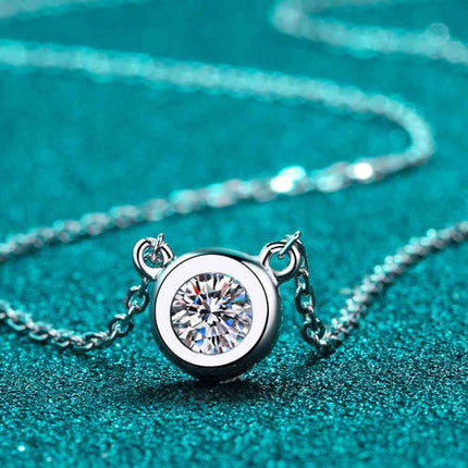Moissanite Round Pendant Chain Necklace