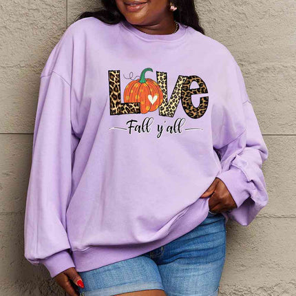 Simply Love Full Size LOVE FALL Y'ALL Graphic Sweatshirt