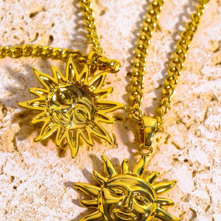 Sun Pendant Copper Necklace