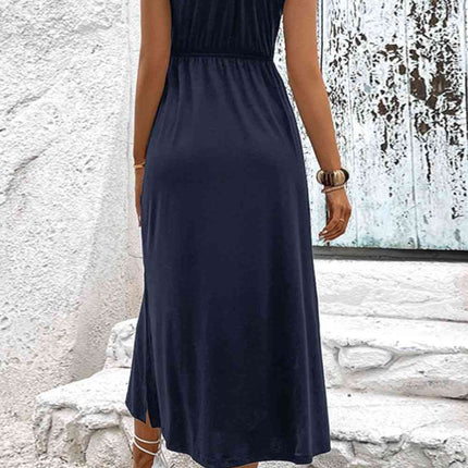 Surplice Neck Slit Sleeveless Dress - Vickie Lynn's