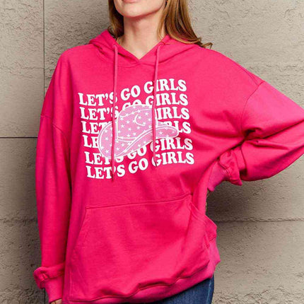 Simply Love Simply Love Full Size LETÃ¢â‚¬â„¢S GO GIRLS Graphic Dropped Shoulder Hoodie