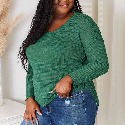 Culture Code Full Size Scoop Neck Patch Pocket Top