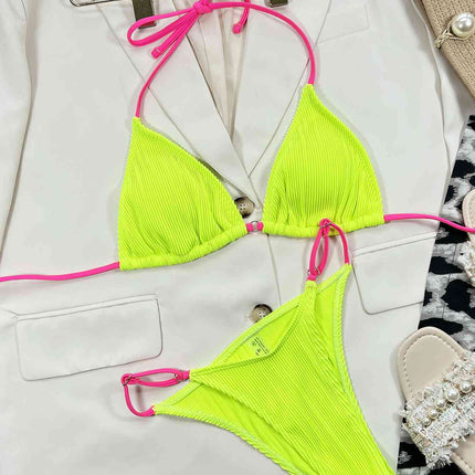 Ribbed Tie Back Bikini Set