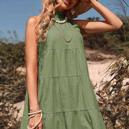 Tie Back Sleeveless Tiered Dress