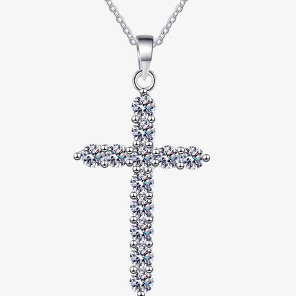 Adored 925 Sterling Silver Cross Moissanite Necklace