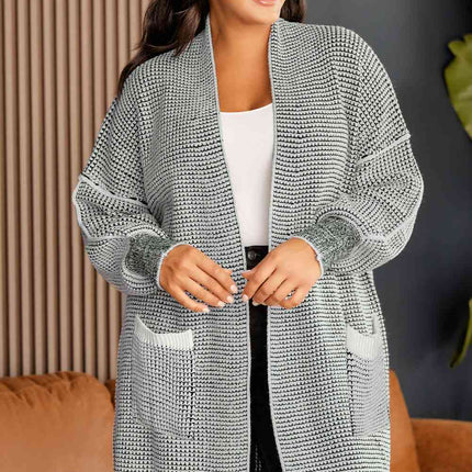 Plus Size Open Front Longline Cardigan