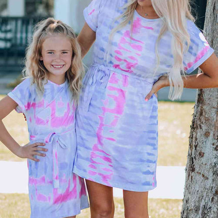 Women Tie-Dye Belted T-Shirt Dress
