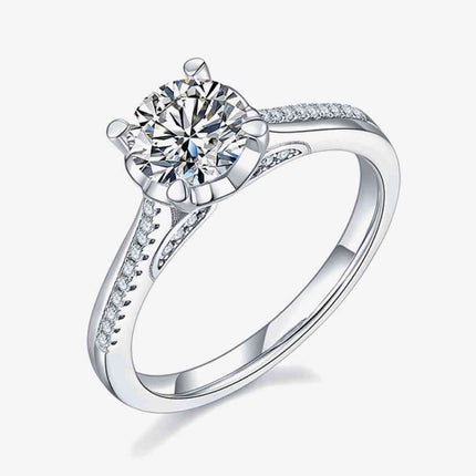 Adored 1 Carat Moissanite 925 Sterling Silver Side Stone Ring