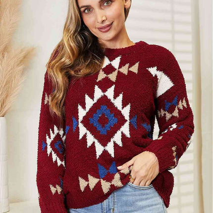 HEYSON Full Size Aztec Soft Fuzzy Sweater