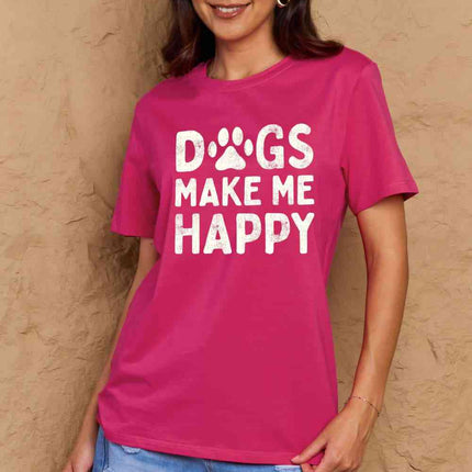Simply Love Full Size DOGS MAKE ME HAPPY Graphic Cotton T-Shirt