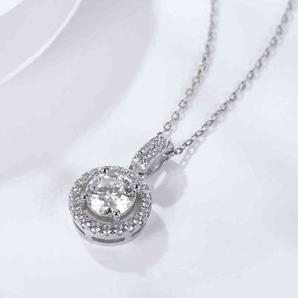 2 Carat Moissanite Round Pendant Necklace