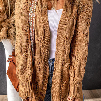 Cable-Knit Dropped Shoulder Cardigan - Vickie Lynn's