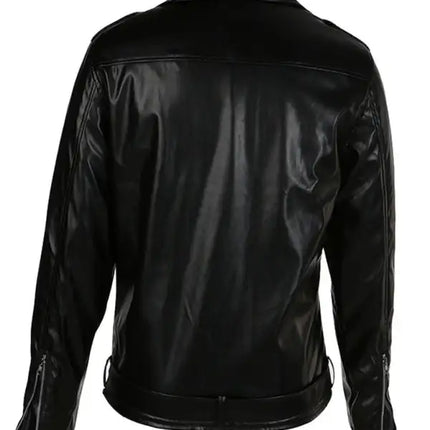 European And American Men's Turtleneck Leather Jacket Plus Size Slim Motorcycle Leather Jacket