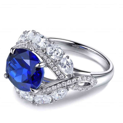 5 Carat Lab-Grown Sapphire Platinum-Plated Ring