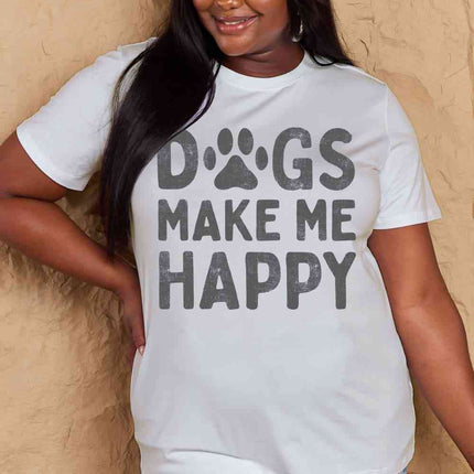 Simply Love Full Size DOGS MAKE ME HAPPY Graphic Cotton T-Shirt