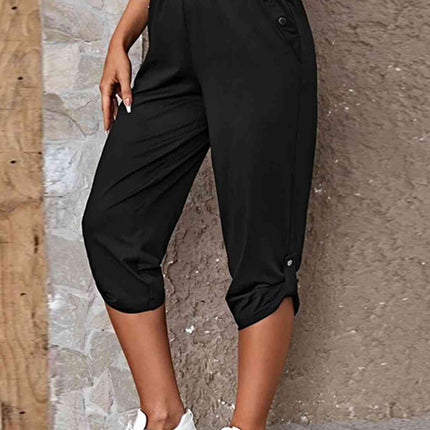 Full Size Roll-Tab Capris Pants