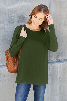 Basic Bae Full Size Round Neck Dropped Shoulder T-Shirt - Vickie Lynn's