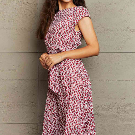 Round Neck Tie Waist Dress - Vickie Lynn's