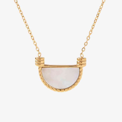 Stainless Steel Semi Circle Pendant Necklace