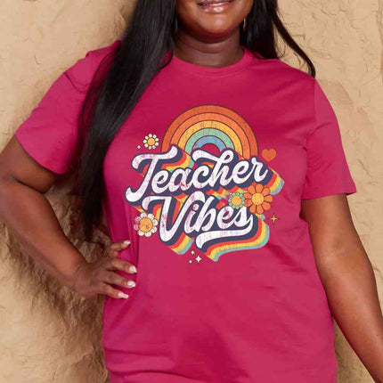 Simply Love Full Size TEACHER VIBES Graphic Cotton T-Shirt