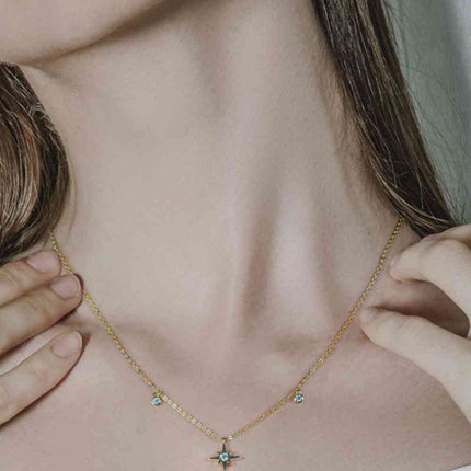 Moissanite North Star Pendant 925 Sterling Silver Necklace