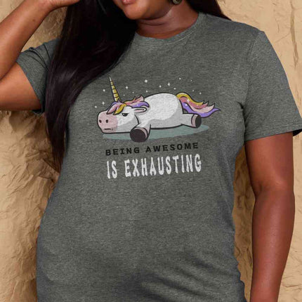 Simply Love Full Size BEING AWESOME IS EXHAUSTING Graphic Cotton Tee